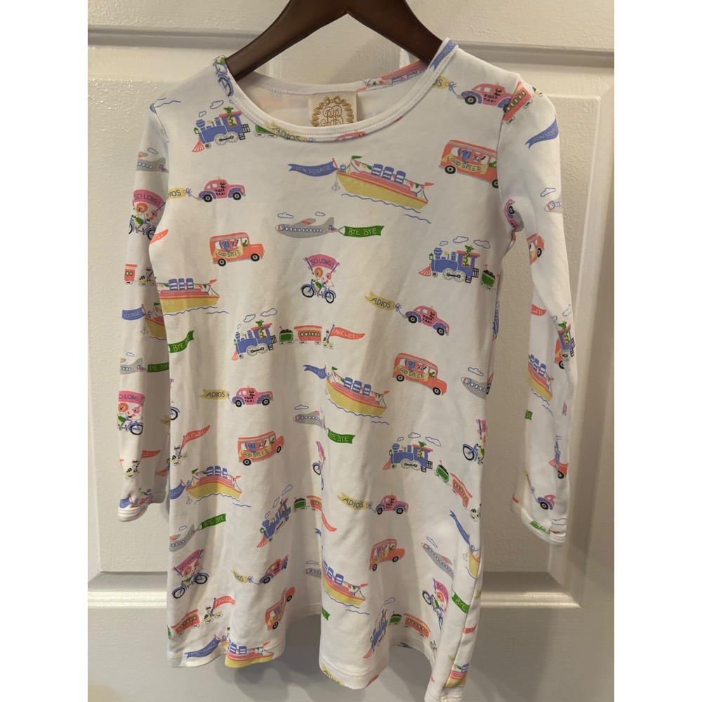 Beaufort Bonnet Company Girls White Pima Cotton Bon Voyage Travel Dress Size 7